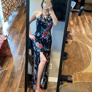 Black floral floor dress